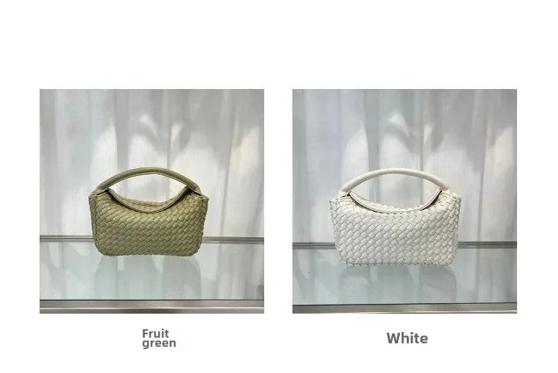 Sac à main en cuir véritable tissé pour femme, nouvelle collection été 2024, sac à bandoulière simple, style tendance et souple