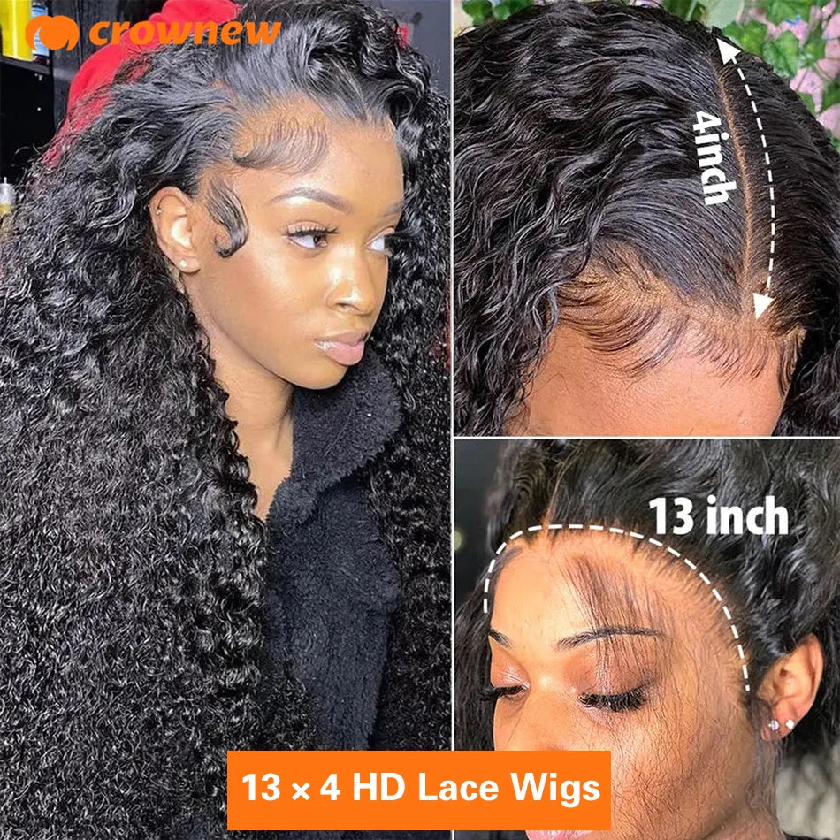 Perruques de cheveux humains bouclés 13x4 13x6 HD Lace Front Wig Perruque de cheveux humains Deep Wave Front Wig 200% cheveux humains Perruques de cheveux humains pré-épilées
