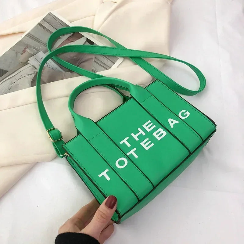 Sac fourre-tout pour femme, lettres contrastées, sac de transport tendance pour dames, en cuir PU, portable, décontracté, simple, bretelles réglables, sacoche pour femme