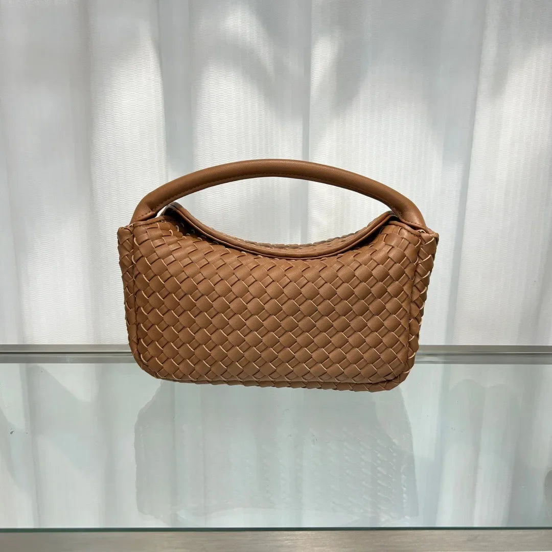 Sac à main en cuir véritable tissé pour femme, nouvelle collection été 2024, sac à bandoulière simple, style tendance et souple