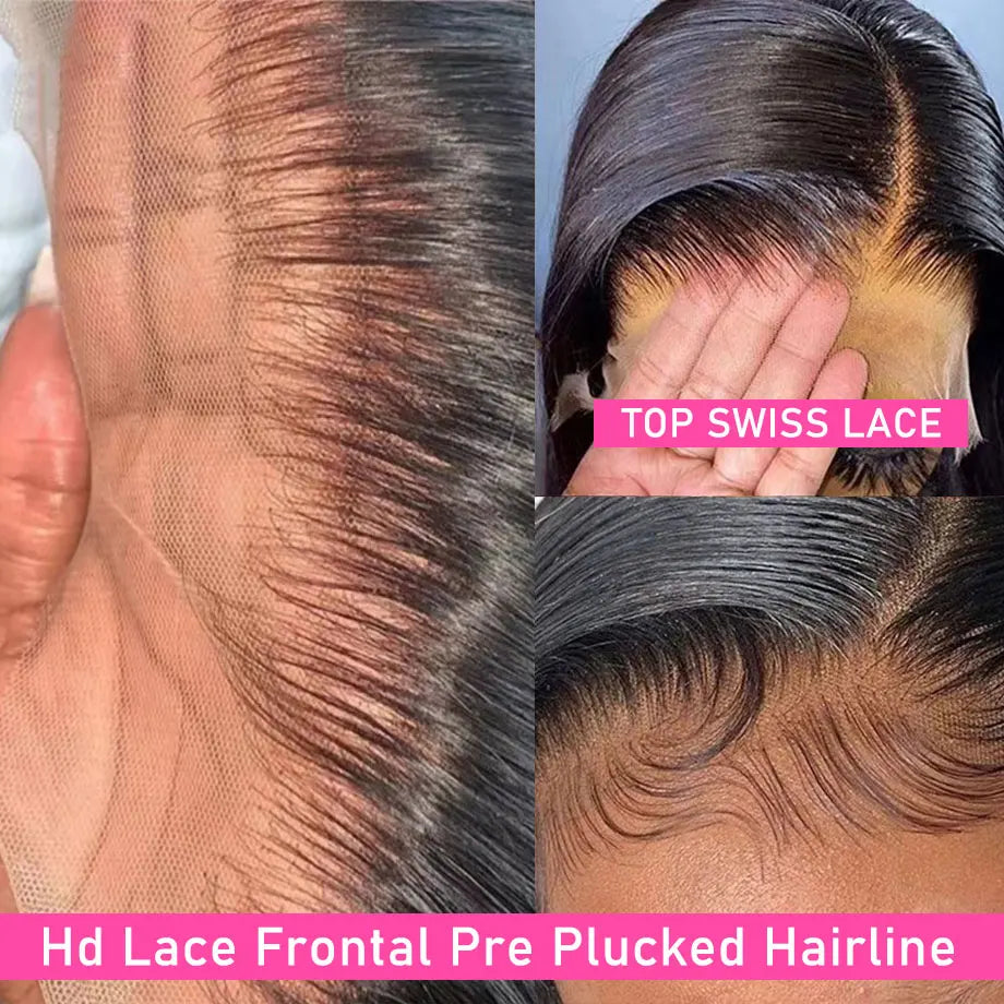 13x4 HD Transparent Body Wave Lace Front Wig 36 Inch Lace Frontal 100% Brazilian Human Hair Natural Wigs Pre Plucked For Women