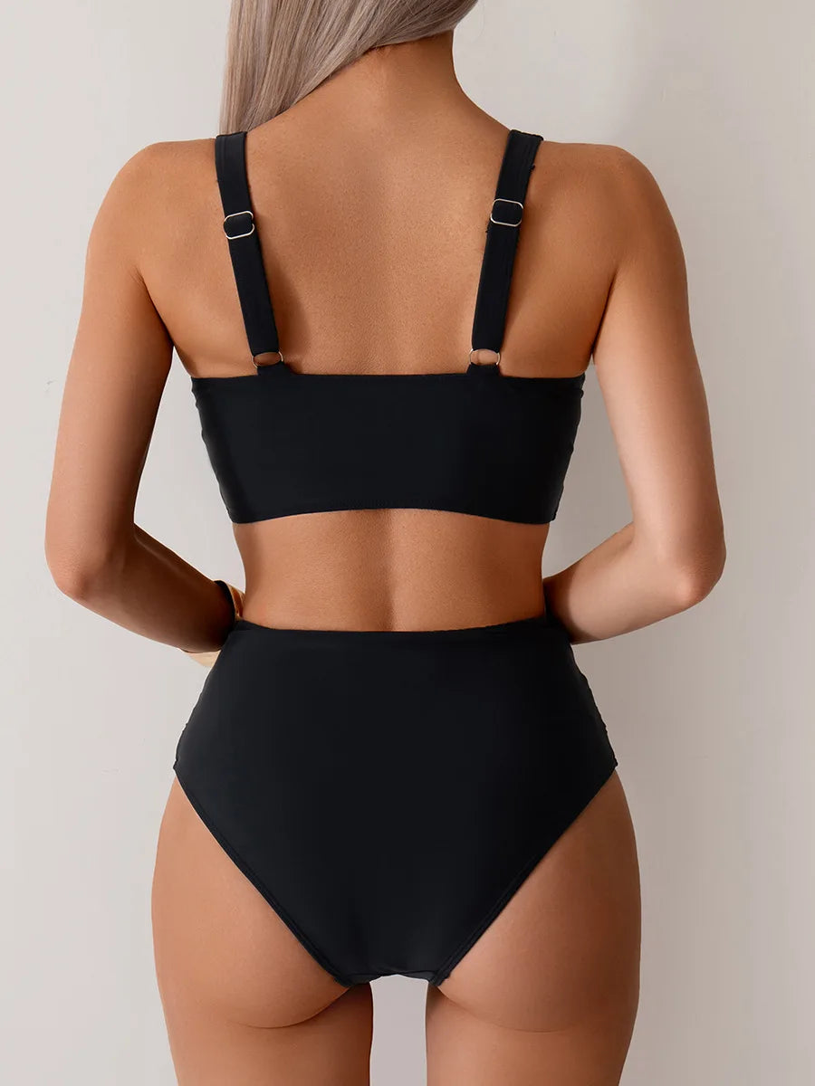 Maillot de bain sexy VigoBreviya 2025 à bretelles solides pour femmes, ensemble bikini push-up croisé, maillot de bain brésilien taille haute, maillot de bain de plage