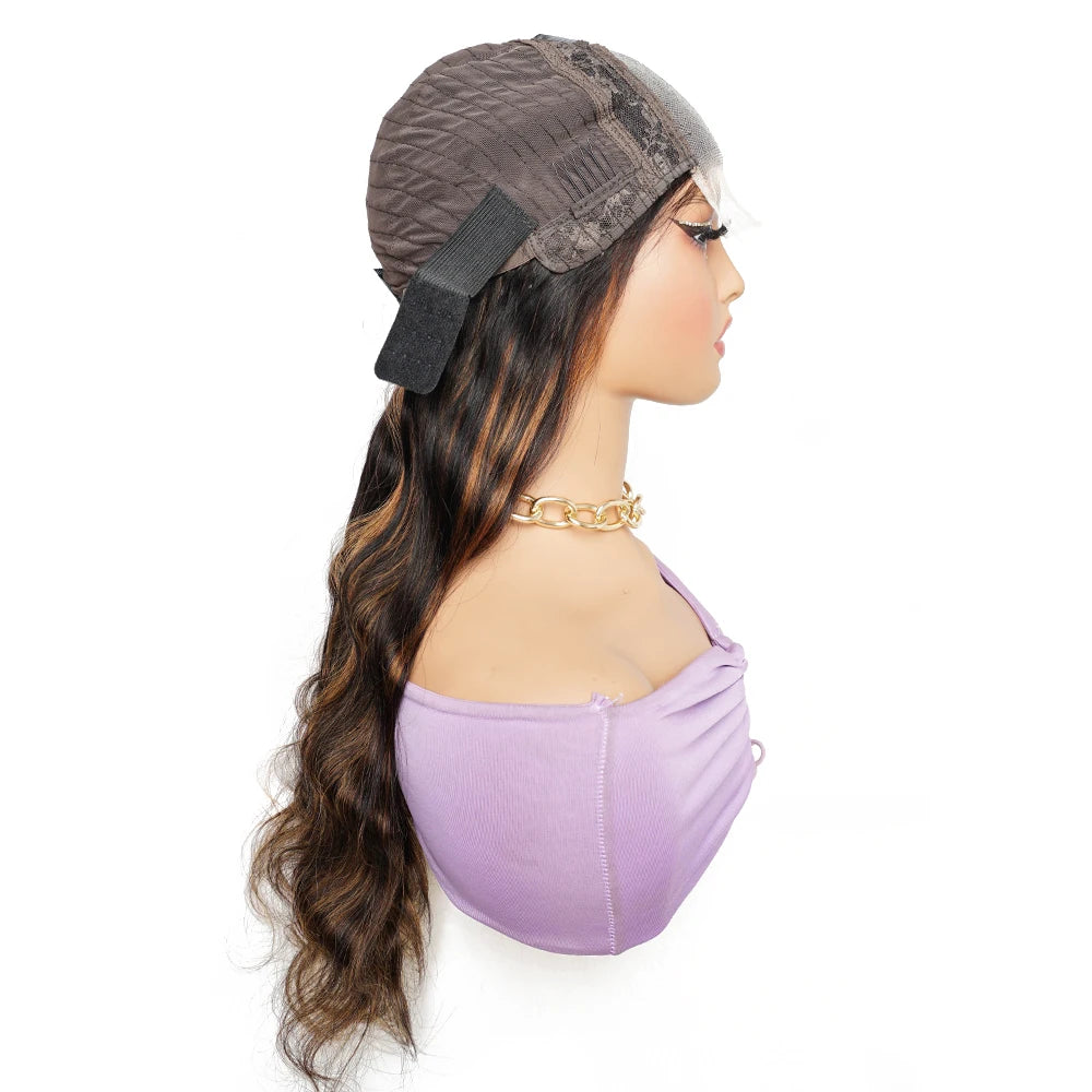 Highlight P1B/30 Colored Human Hair Wigs 4*4 Lace Closure Wig Remy Brazilian Hair Body Wave Black Brown Front Lace Wigs