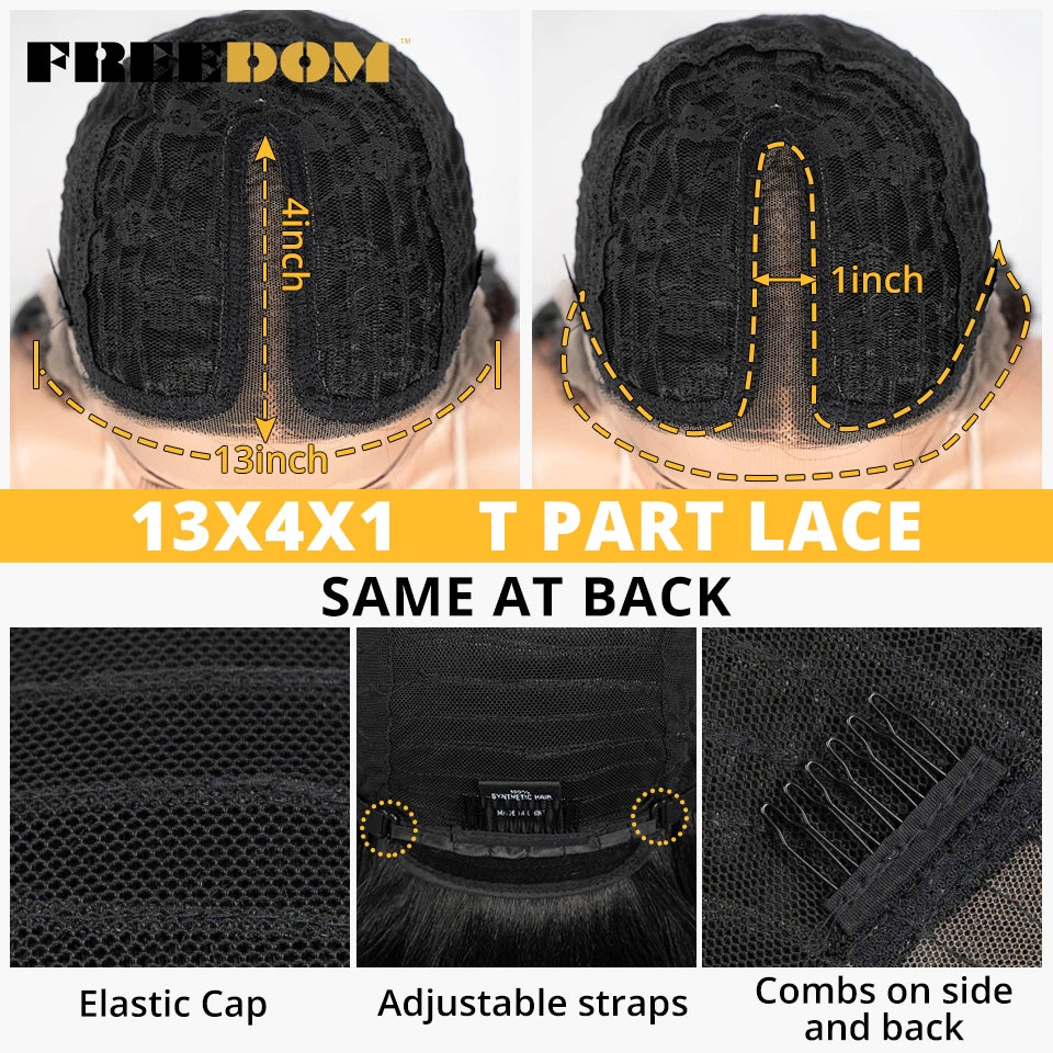 FREEDOM Synthetic Lace Front Wigs For Women 30 inch Long Body Wave T Part Lace Wigs Ombre Blonde Brown Wig Cosplay Wigs